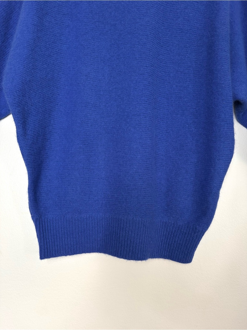 Vintage Wool Angora Cobalt Blue Dolman Sleeve Sweater Minimalist Bold Classic - Picture 5 of 10